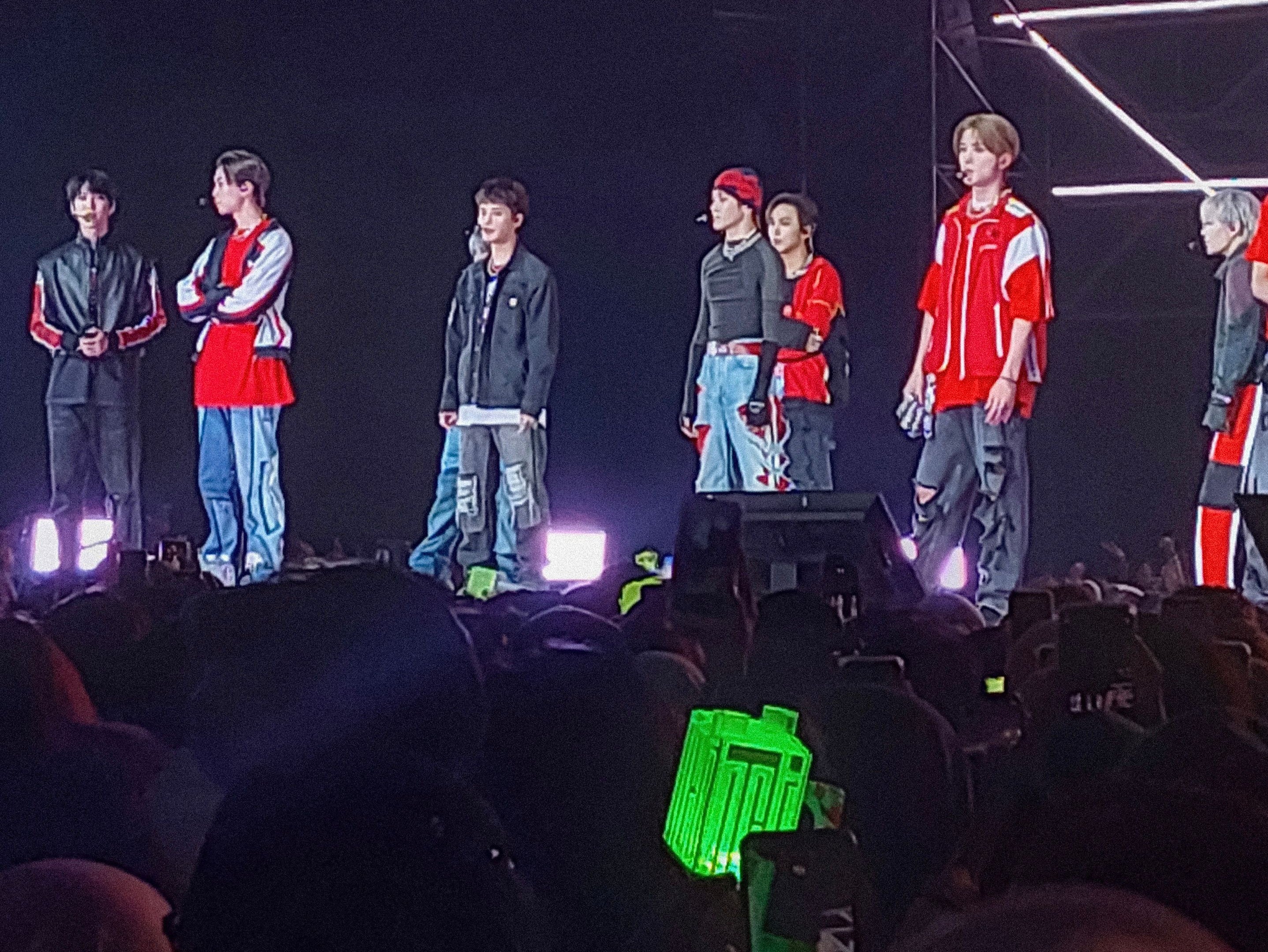 Members of K-pop music band NCT127 performing in Serpong, Banten province, before the concert was stopped after chaos broke out and 30 people fainted in a crush on 4 Noveber 2022