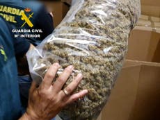 Spain’s largest ever cannabis seizure as 32 tonnes of drug worth ?57m found in raid