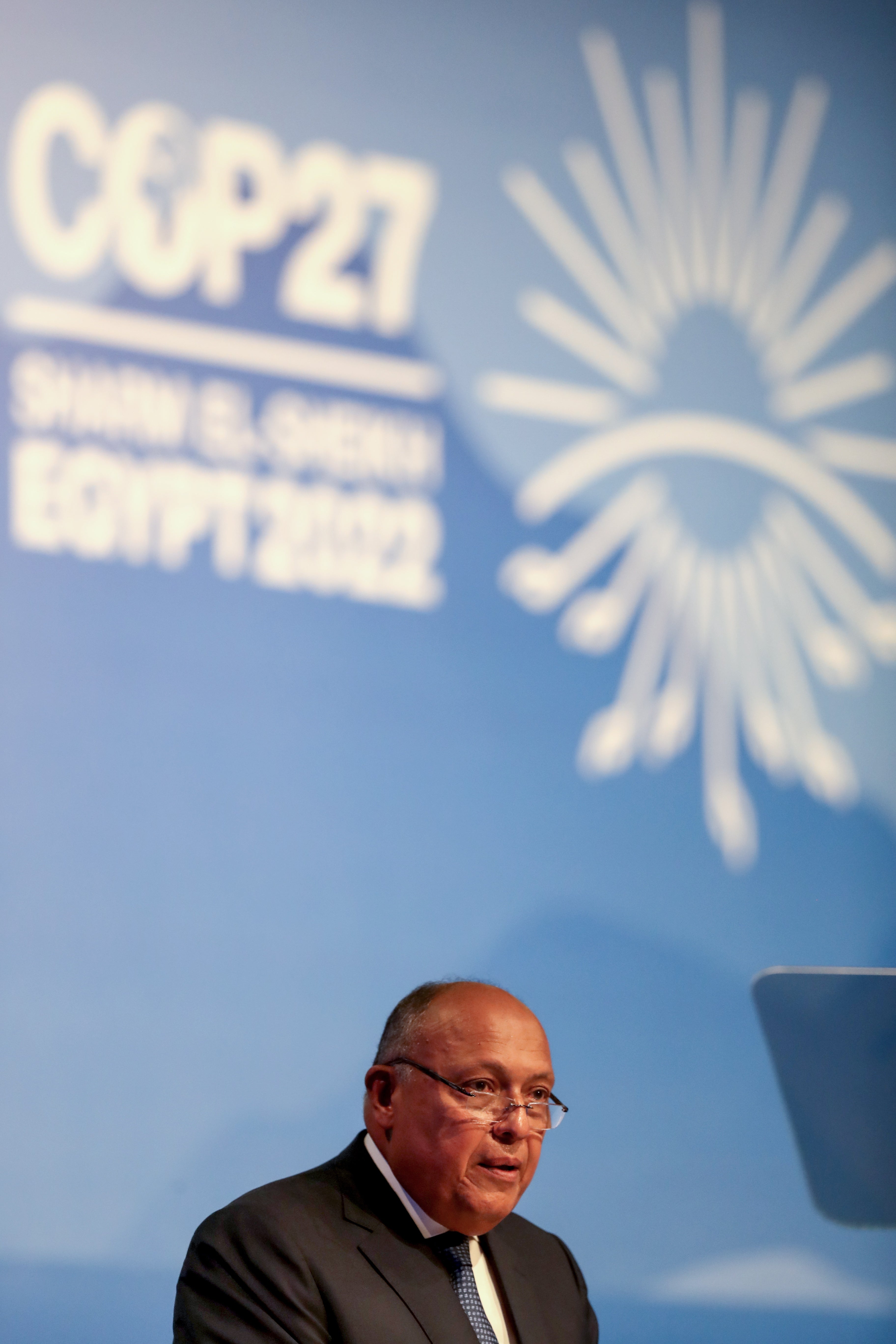 Cop27 president Sameh Shoukry at the opening of the summit on Sunday