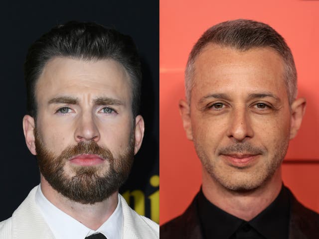 <p>Chris Evans and Jeremy Strong</p>