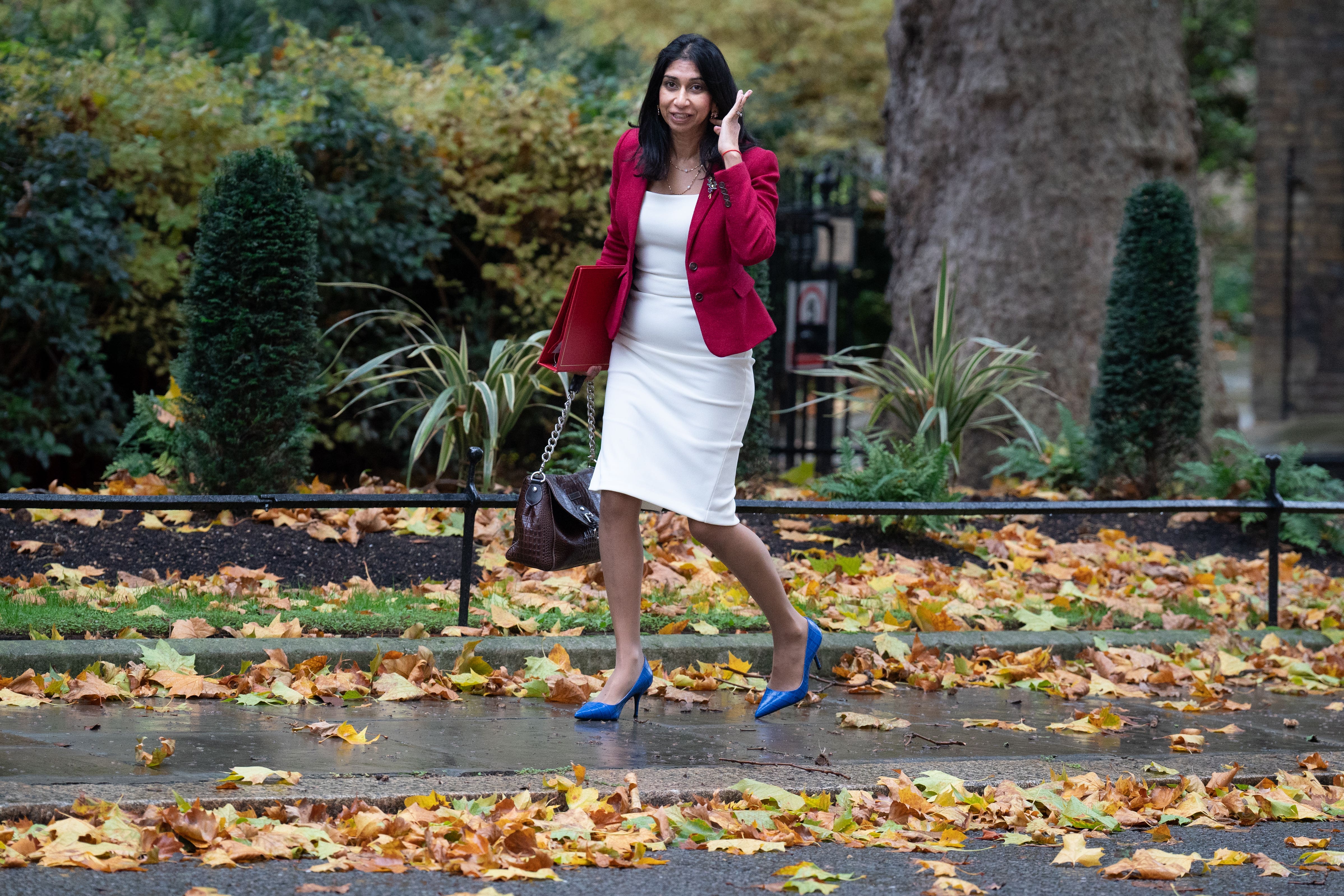 Home Secretary Suella Braverman arrives in Downing Street (PA)