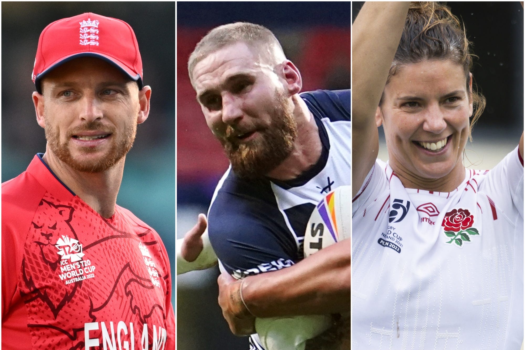 England captains Jos Buttler (left), Sam Tomkins (centre) and Sarah Hunter will all be hoping for World Cup success (Dan Himbrechts, Martin Rickett and Brett Phibbs/PA).