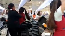 Moment passenger punches Emirates airline employee after missing her flight
