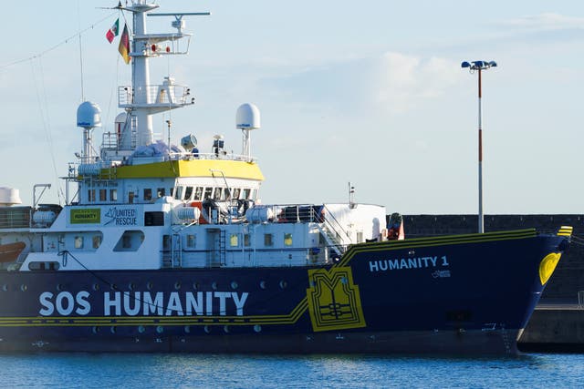 <p>Charity ship ‘SOS Humanity’ has dozens of migrants stuck on board </p>