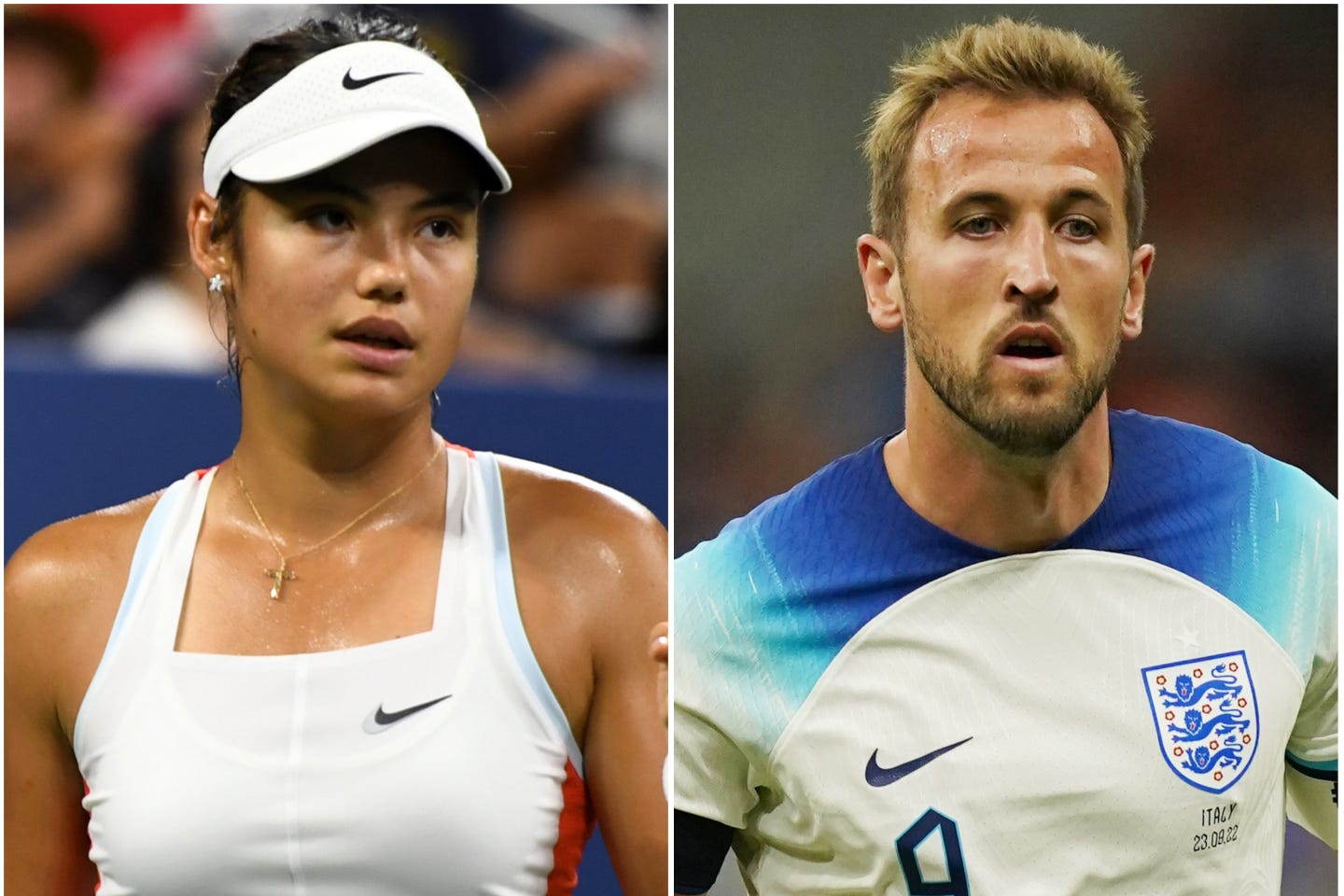 Emma Raducanu pictured in Tottenham jersey during tennis practice