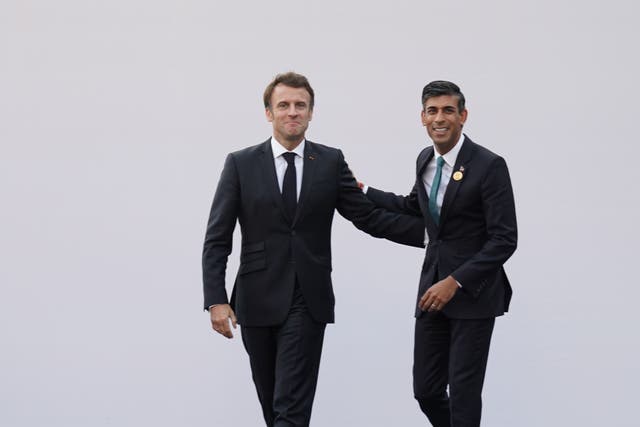 Rishi Sunak said there was ‘lots’ to talk about when he met Emmanuel Macron for the first time at Cop27 amid pressure to sign a new deal to curb Channel crossings (Stefan Rousseau/PA)
