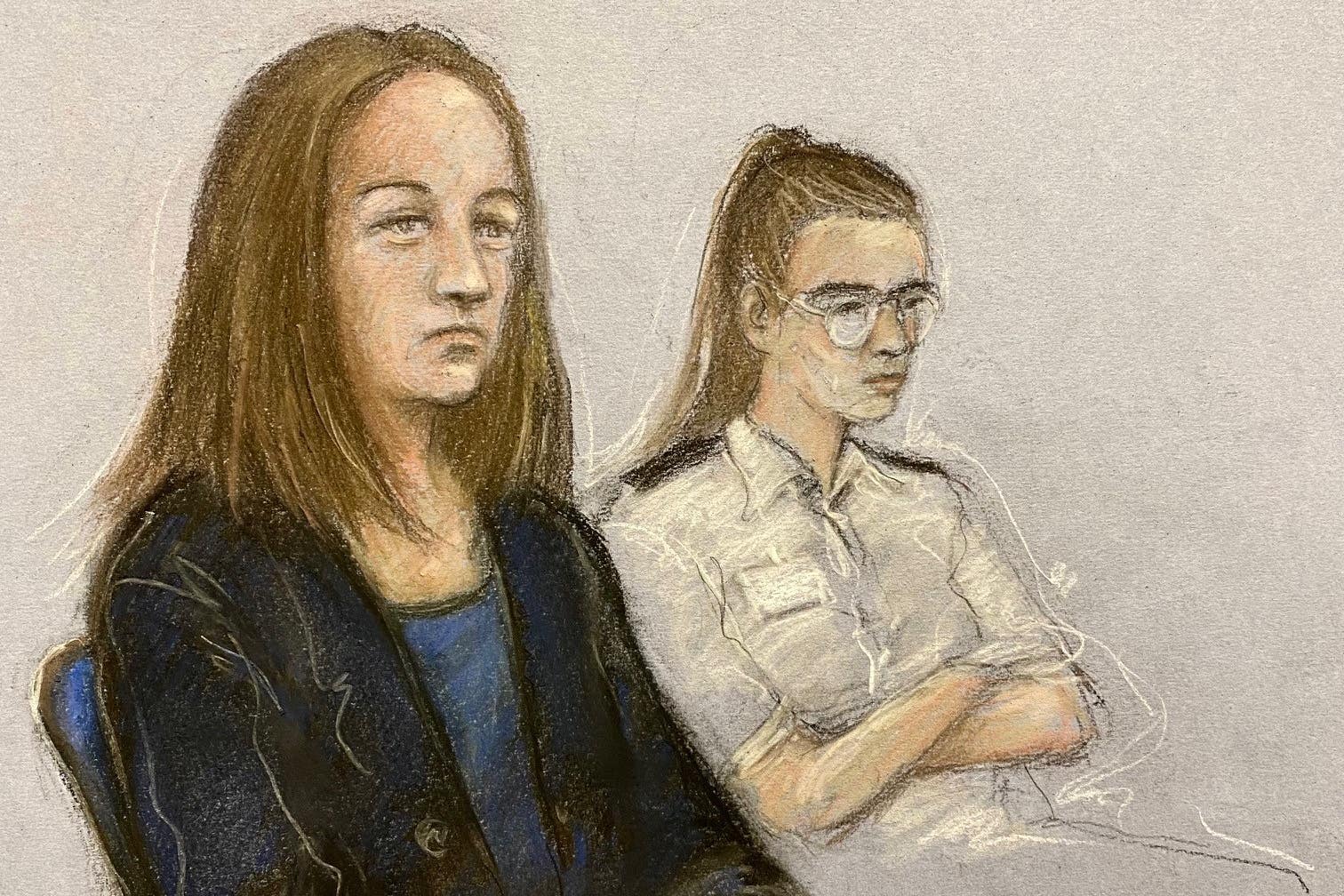 Lucy Letby appearing in the dock at Manchester Crown Court