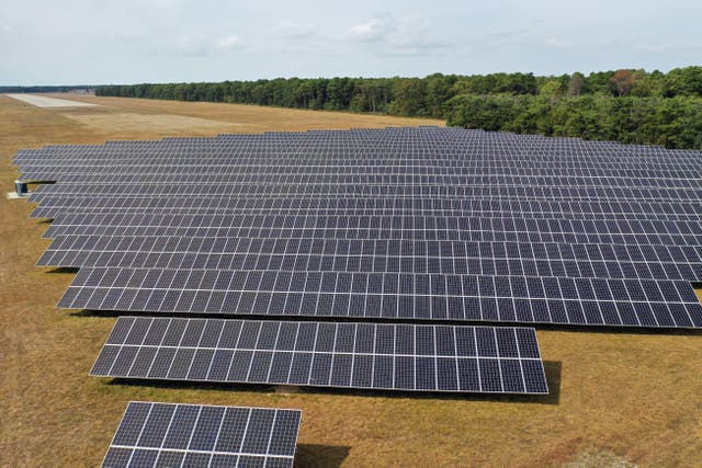 <p>An array of solar panels in Long Island, New York this year</p>
