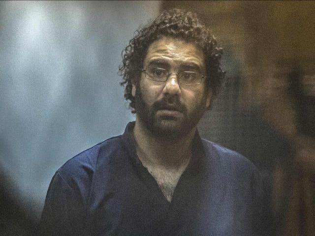 <p>British-Egyptian activist and blogger Alaa Abdel Fattah pictured during a 2015 trial</p>