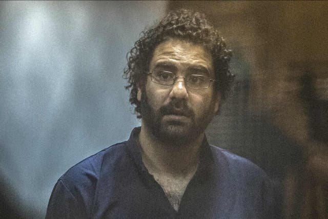 <p>British-Egyptian activist and blogger Alaa Abdel Fattah pictured during 2015 trial</p>