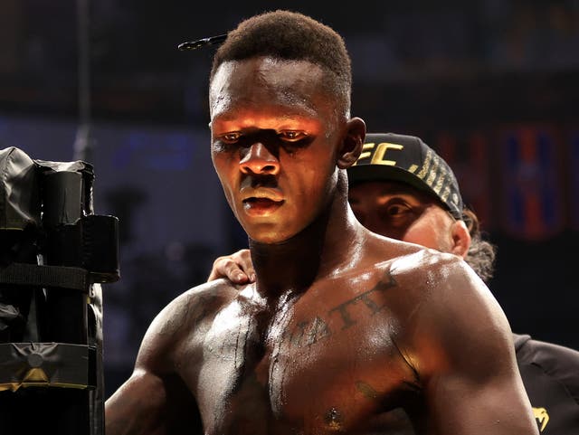 <p>UFC middleweight champion Israel Adesanya after beating Jared Cannonier</p>