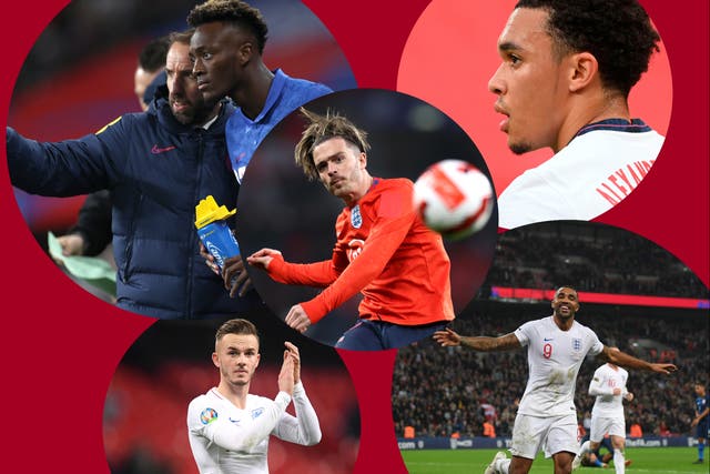 <p>Some of the England players in contention for the World Cup squad</p>