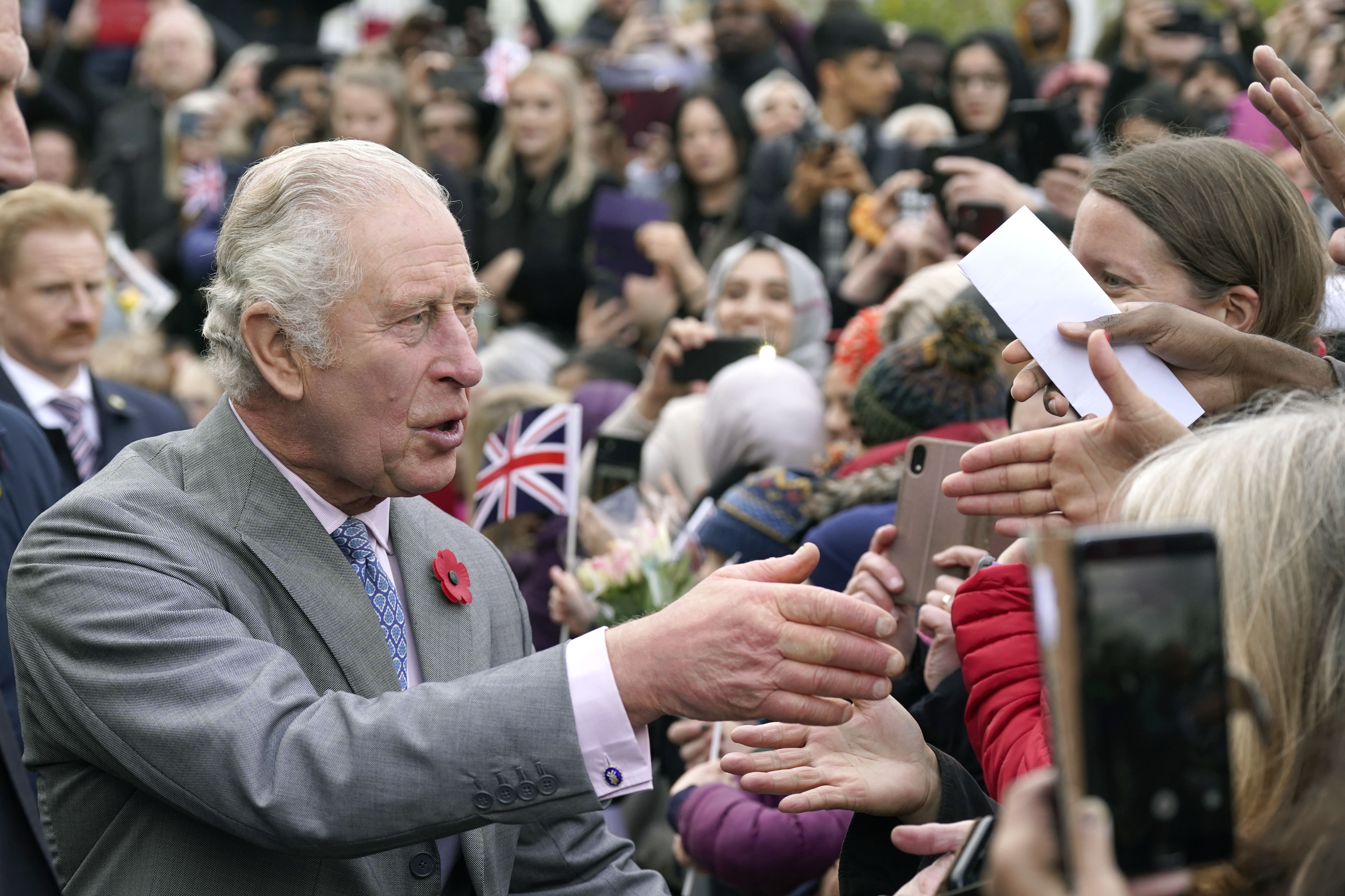The King greeting members of the public (Danny Lawson/PA)