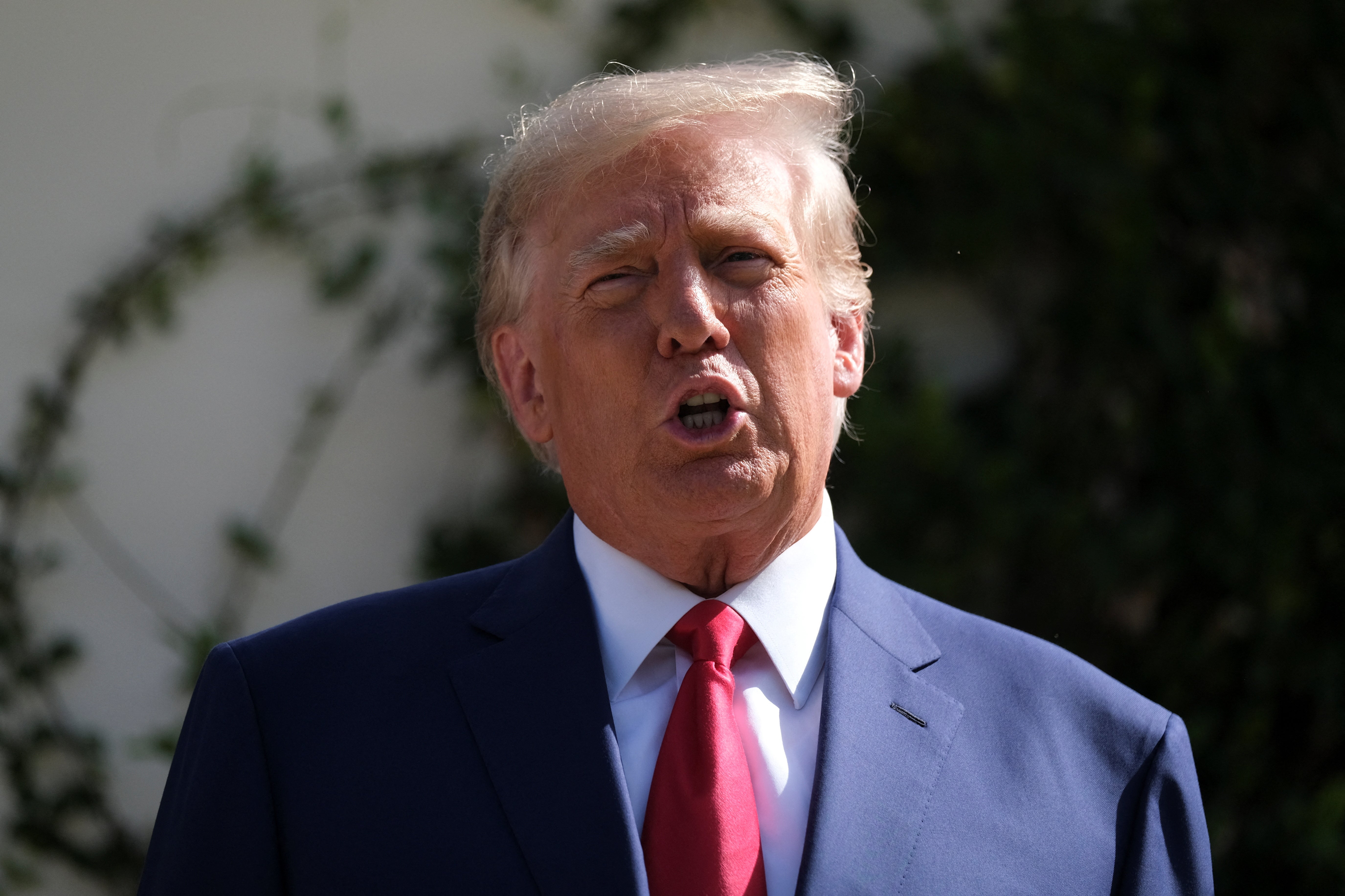 <p>Donald Trump speaks to reporters after casting his vote in the midterm elections on Tuesday 8 November in Palm Beach, Florida</p>