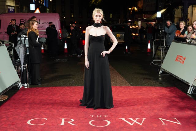 Elizabeth Debicki arrives at the world premiere of The Crown series five at the Theatre Royal in London (Ian West/PA)