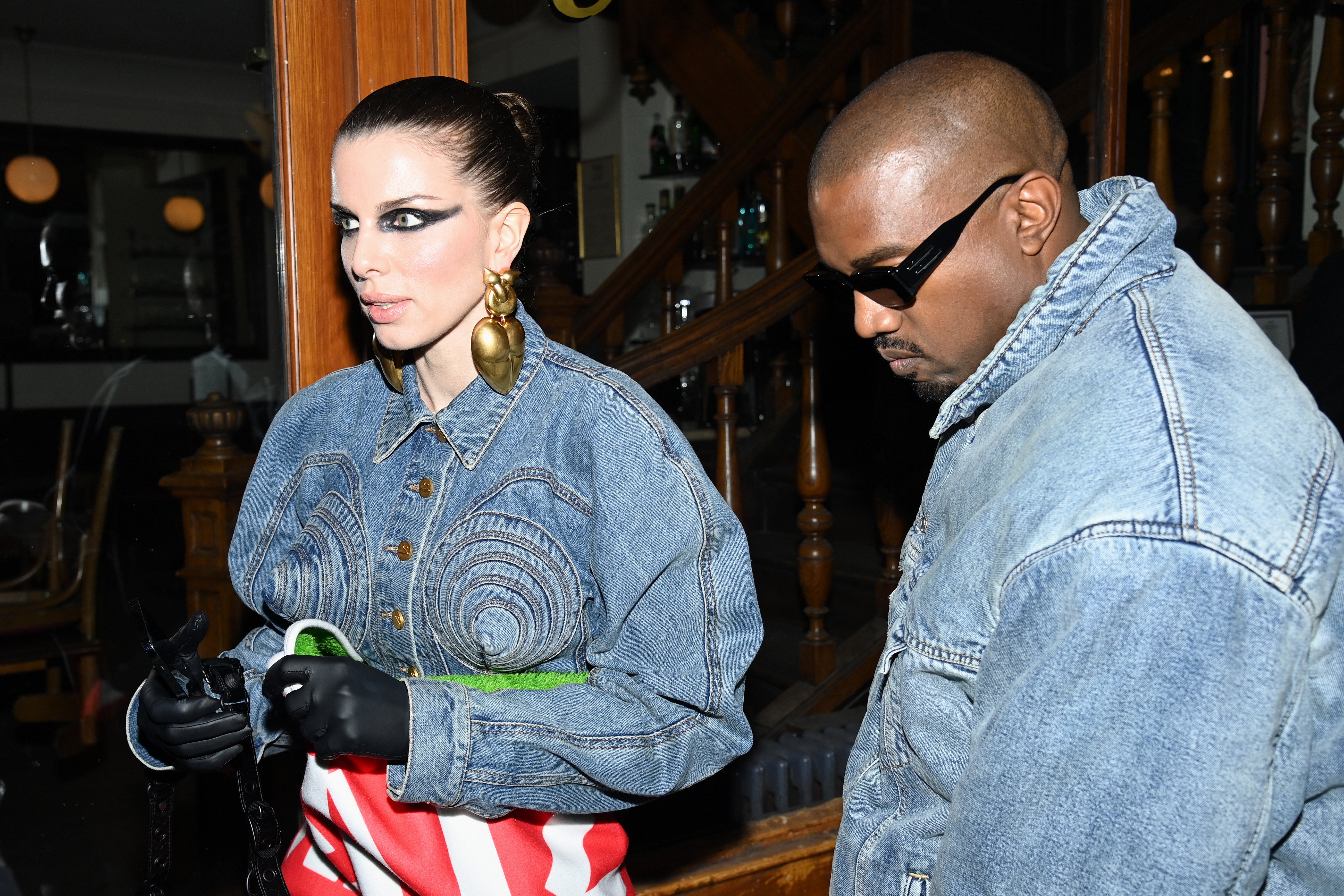 Julia Fox and Kanye West attend Paris Fashion Week in January 2022