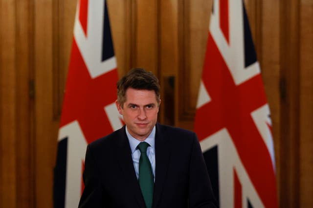 Sir Gavin Williamson, when he was education secretary, during a media briefing on Covid in Downing Street (PA)