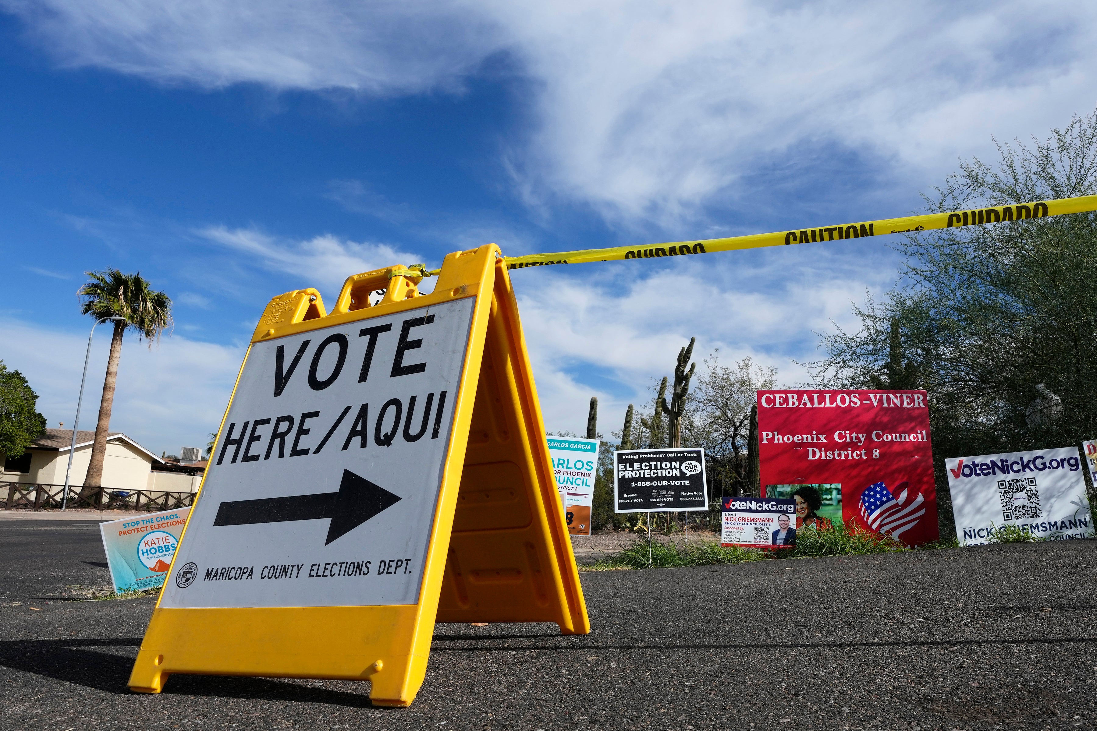 Election sign in Arizona, where ballot-counting delays were recently announced