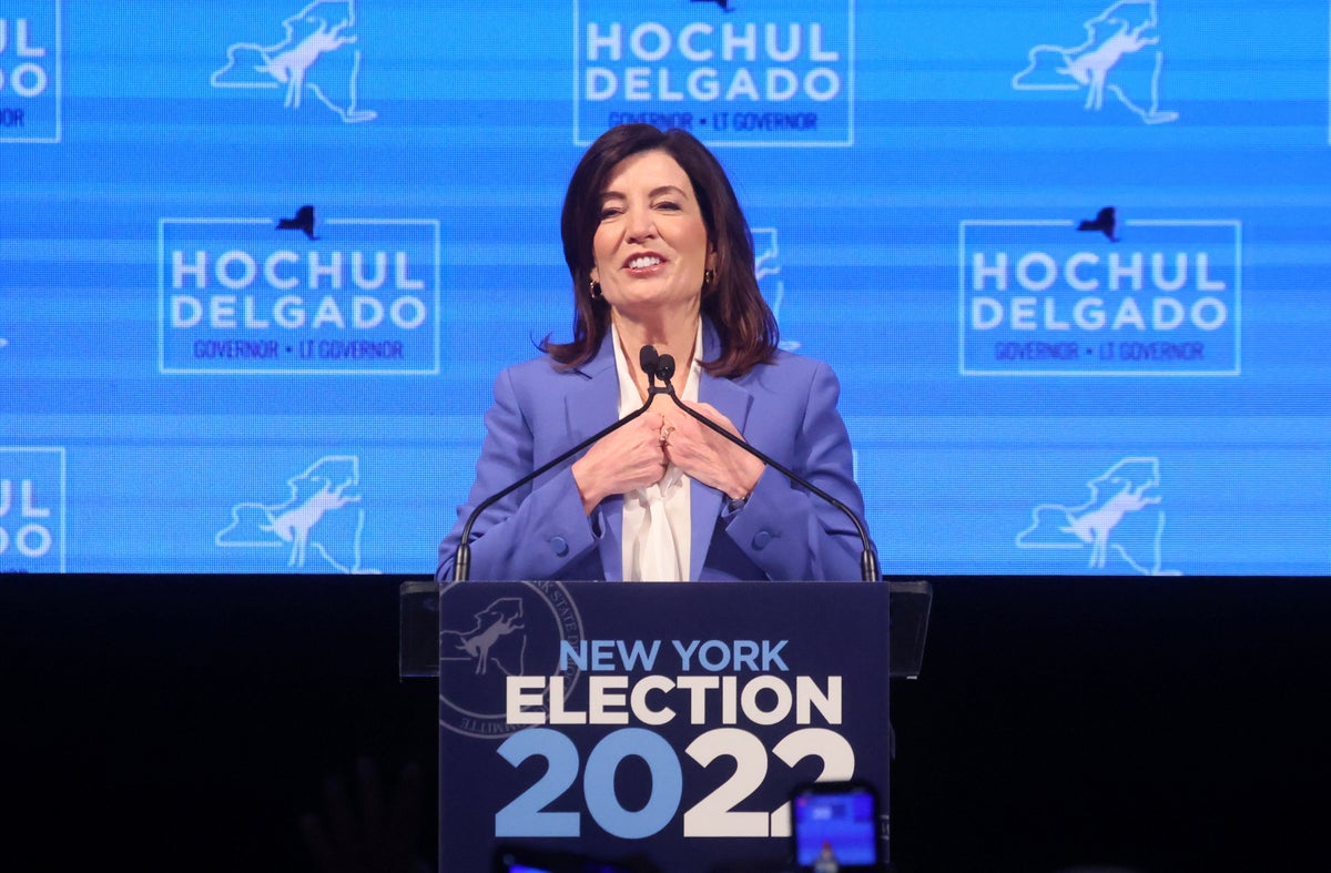 Kathy Hochul defeats Trump-backed Republican Lee Zeldin in New York governor’s race