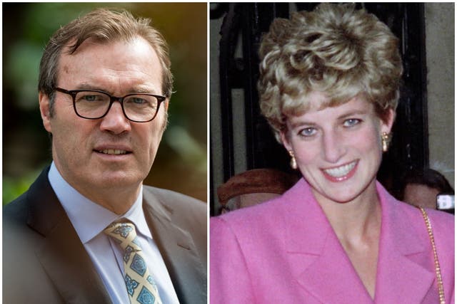 <p>Andrew Morton (left) in 2017, and Diana, Princess of Wales (right) in 1992</p>
