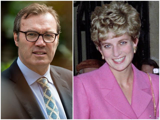 <p>Andrew Morton (left) in 2017, and Diana, Princess of Wales (right) in 1992</p>