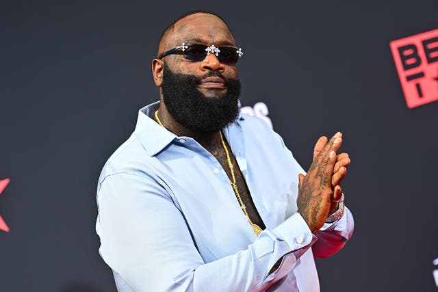 <p>Rick Ross attends the 2022 BET Awards at Microsoft Theater</p>