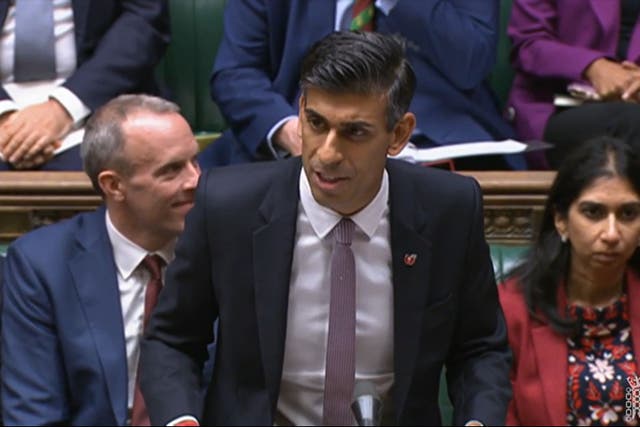 Prime Minister Rishi Sunak speaks during Prime Minister’s Questions in the House of Commons (House of Commons/PA)