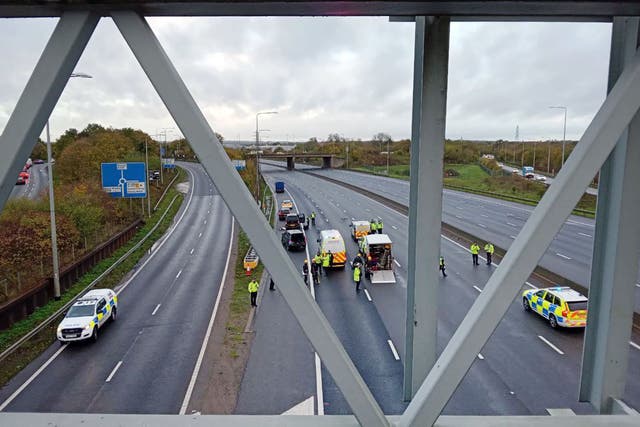 The M25 closed by police due to ongoing protests from Just Stop Oil (Just Stop Oil/PA)