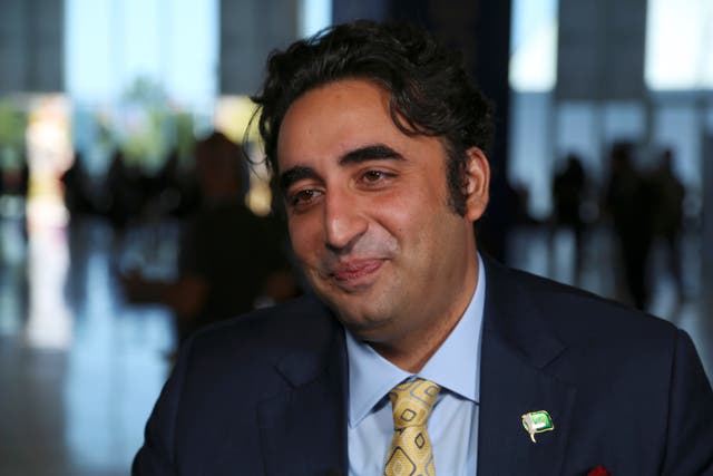 <p>Pakistan foreign minister Bilawal Bhutto Zardari speaks during an interview with The Associated Press on his country’s priorities at the Cop 27 UN Climate Summit, Wednesday, 9 November 2022</p>