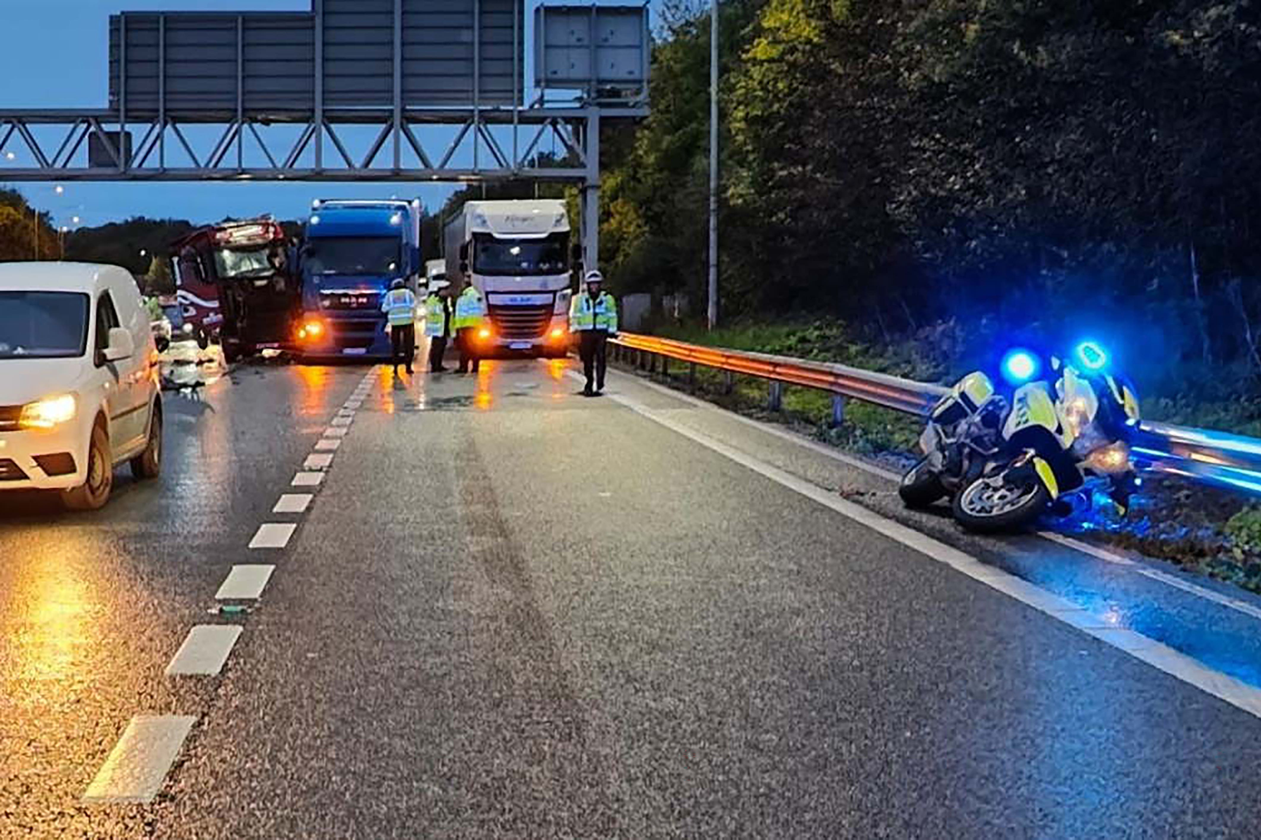 A police officer was injured during the third consecutive day of Just Stop Oil protests on the M25 (Essex Police/PA)