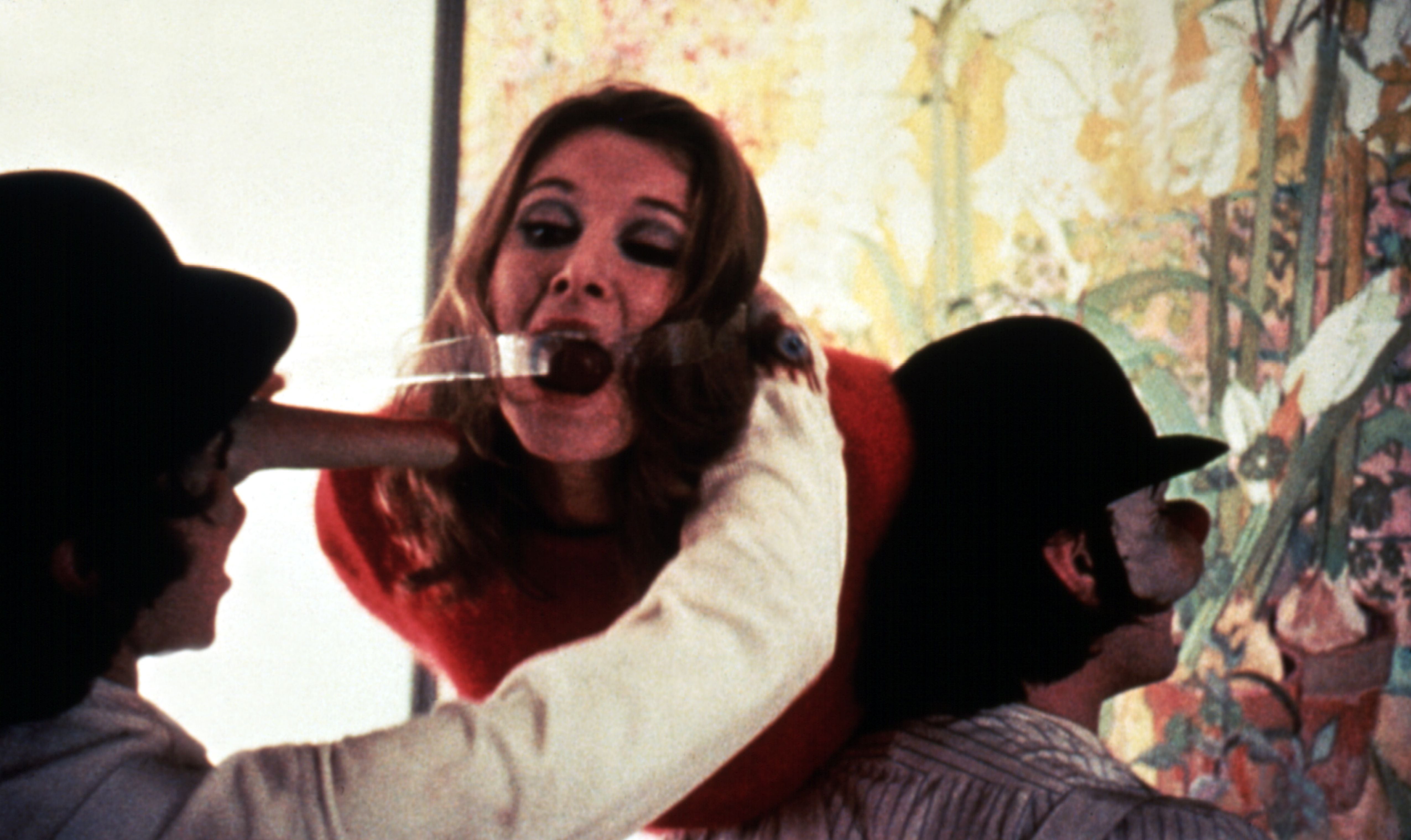 Adrienne Corri as Mary Alexander in Stanley Kubrick’s ‘A Clockwork Orange’ (1971). The Droogs sadistically assault her and her writer husband Frank (Patrick Magee)