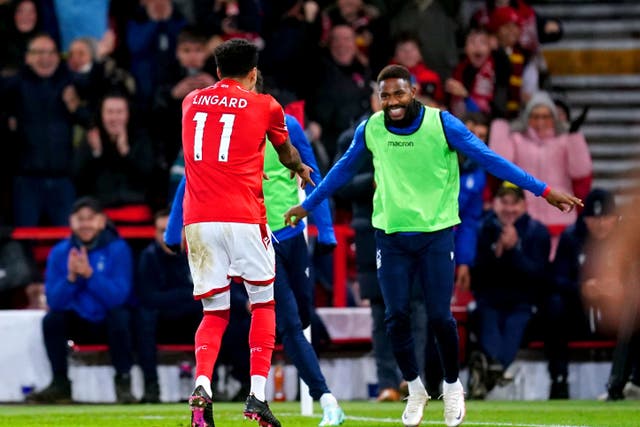 It was lucky number 13 for Jesse Lingard, who finally broke his goalscoring duck for Nottingham Forest in the 2-0 win over Spurs (David Davies/PA)