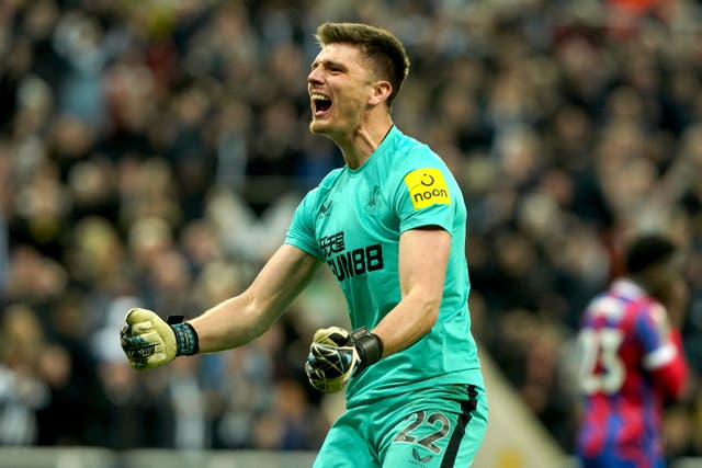 Keeper Nick Pope saved three penalties to help Newcastle reach the last 16 in the Carabao Cup (Owen Humphreys/PA)