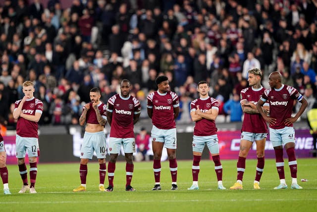 West Ham are out of the cup (Zac Goodwin/PA)