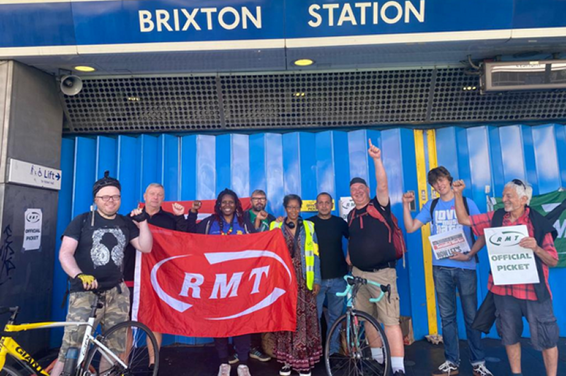 RMT members at Brixton Tube station