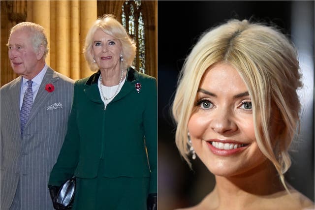 <p>King Charles, Queen Consort and Holly Willoughby</p>