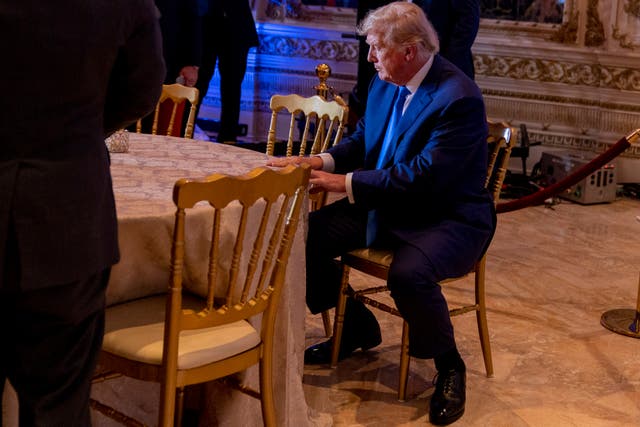 <p>Donald Trump on Tuesday night at his election day party in Mar-a-Lago as the ‘red wave’ failed to appear </p>