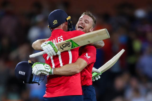 Jos Buttler (right) and Alex Hales steered England into the T20 World Cup final (PA)