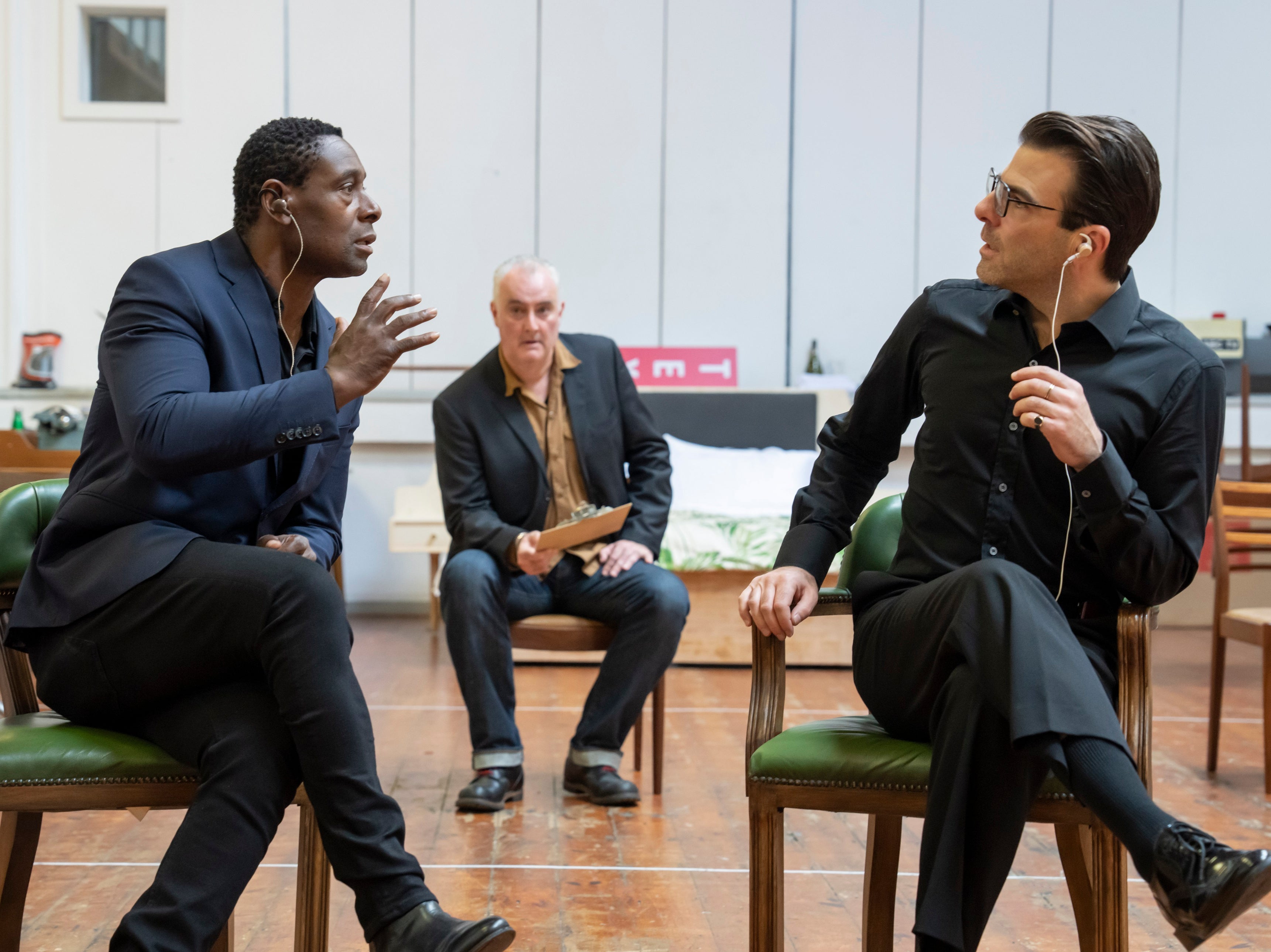 Debate class: David Harewood (left) and Quinto rehearse ‘Best of Enemies'
