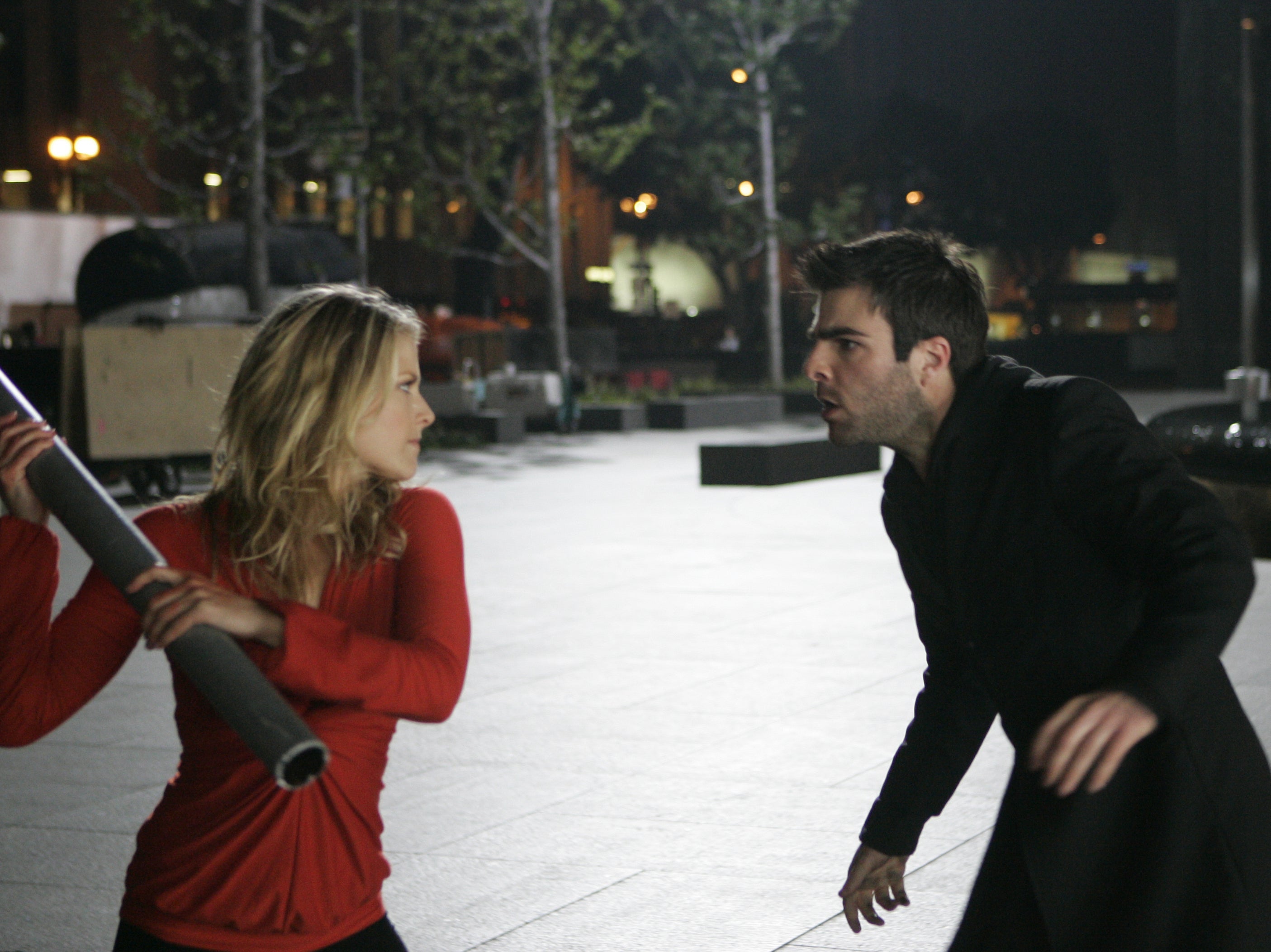 Ali Larter (Nicky) and Quinto (Sylar) in ‘Heroes’