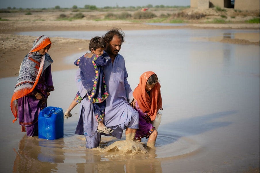 A family in Lasbela, Balochistan, who are among millions whose lives were turned upside down by the recent floods in Pakistan
