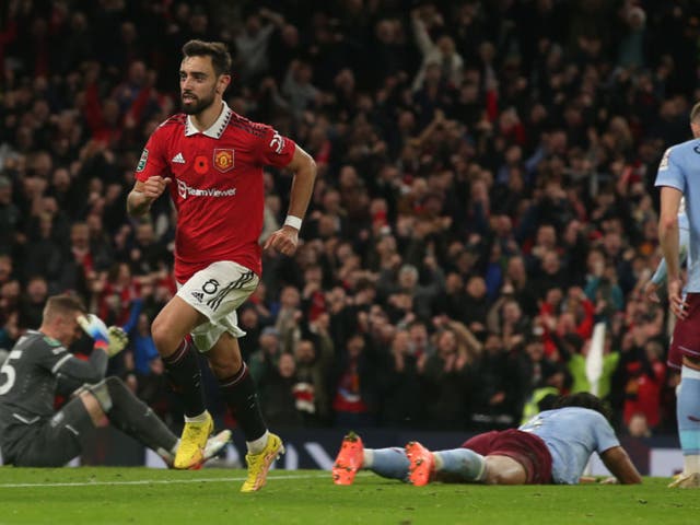 <p>Bruno Fernandes fired United into the fourth-round draw  </p>