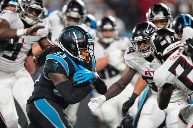 A dominant performance from running back D’Onta Foreman propelled the Carolina Panthers to a 25-15 win over the Atlanta Falcons on Thursday night (Jacob Kupferman/AP)