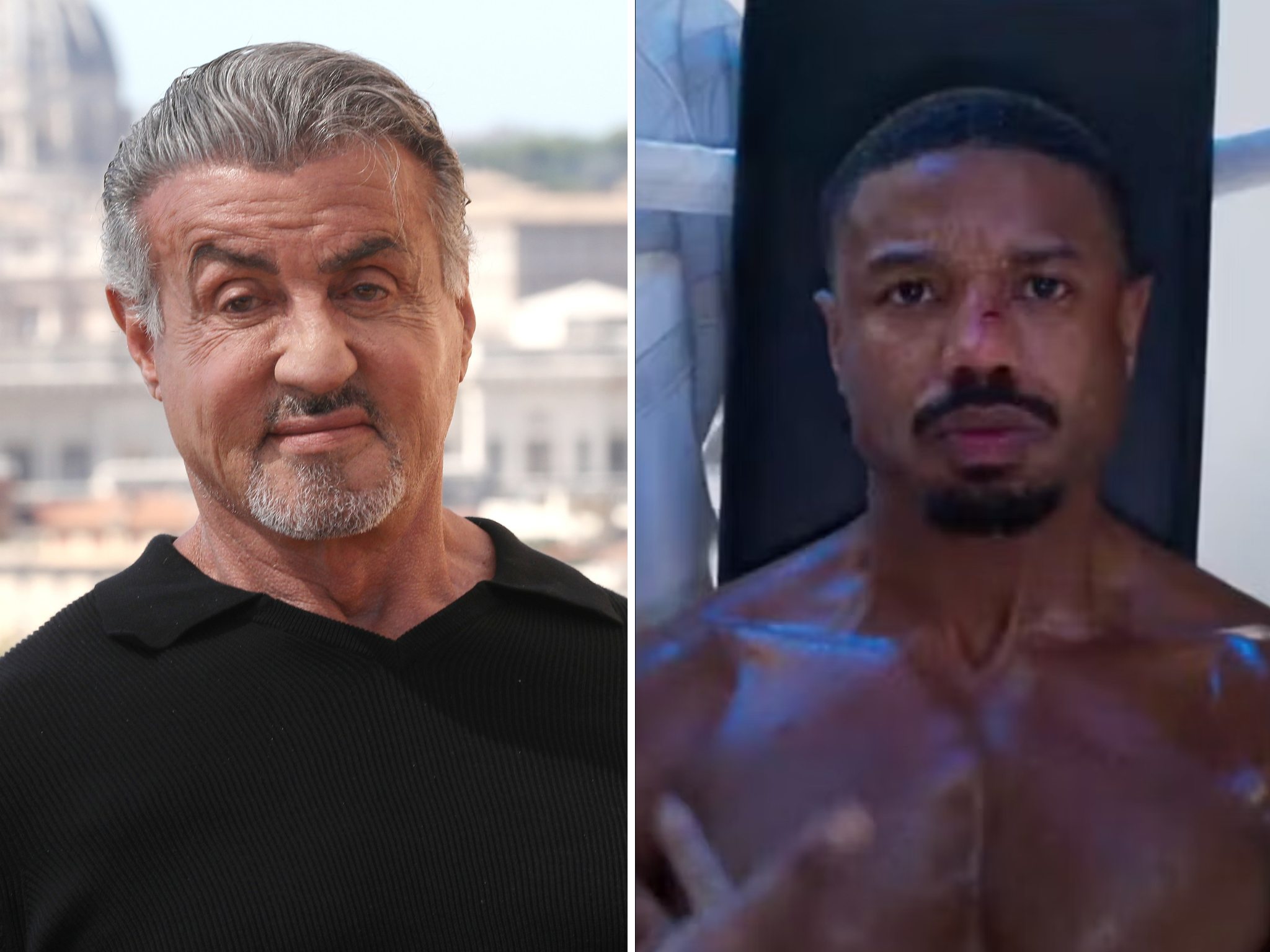 <p>Sylvester Stallone and Michael B Jordan</p>