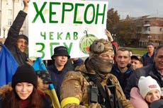 Scenes of jubilation as Ukraine army enter Kherson city hours after Russian withdrawal