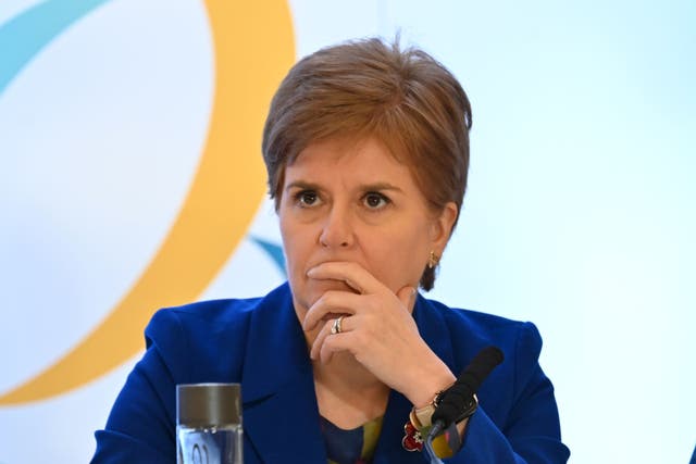 Scottish First Minister Nicola Sturgeon during a press conference at the 38th British-Irish Council Summit, comprising representatives from the Irish Government, UK Government, devolved administrations and crown dependencies, at the Winter Gardens Conference Centre in Blackpool, Lancashire (Dave Nelson/PA)