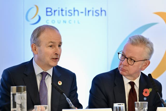 Micheal Martin and Michael Gove at the British-Irish Council summit (Dave Nelson/PA)