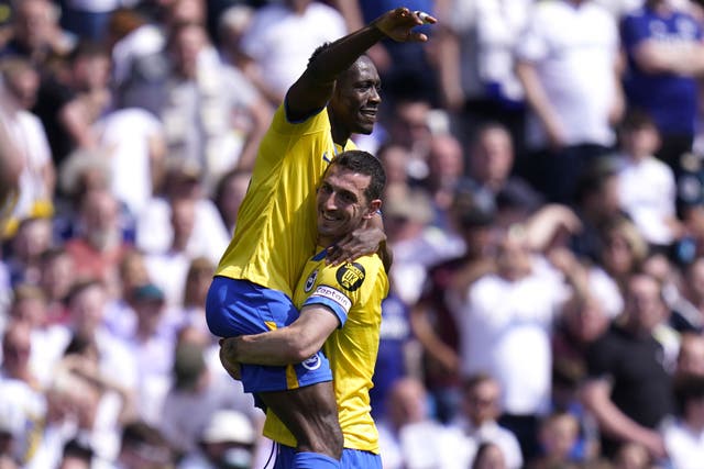 Brighton’s England pair Danny Welbeck (top) and Lewis Dunk missed out on World Cup selection (Danny Lawson/PA)
