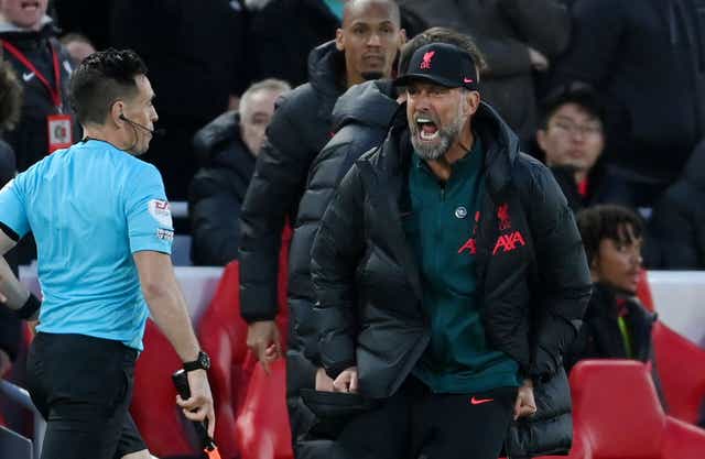 <p>Klopp was sent off for confronting the assistant referee and he has now been banned </p>