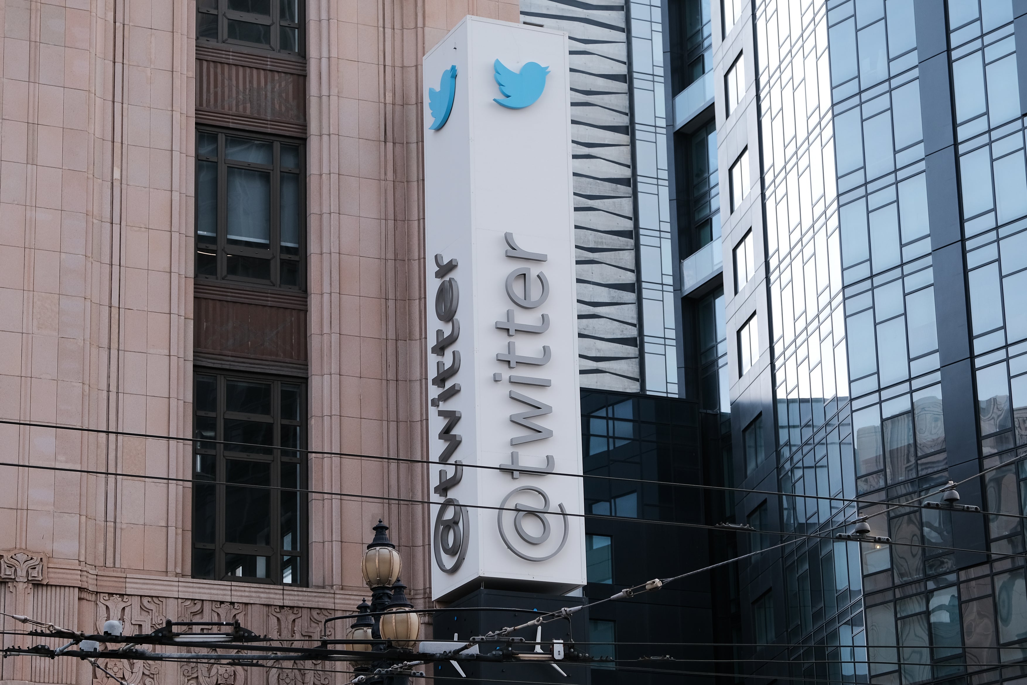 <p>Twitter headquarters stands on Market Street on 4 November 2022 in San Francisco, California</p>